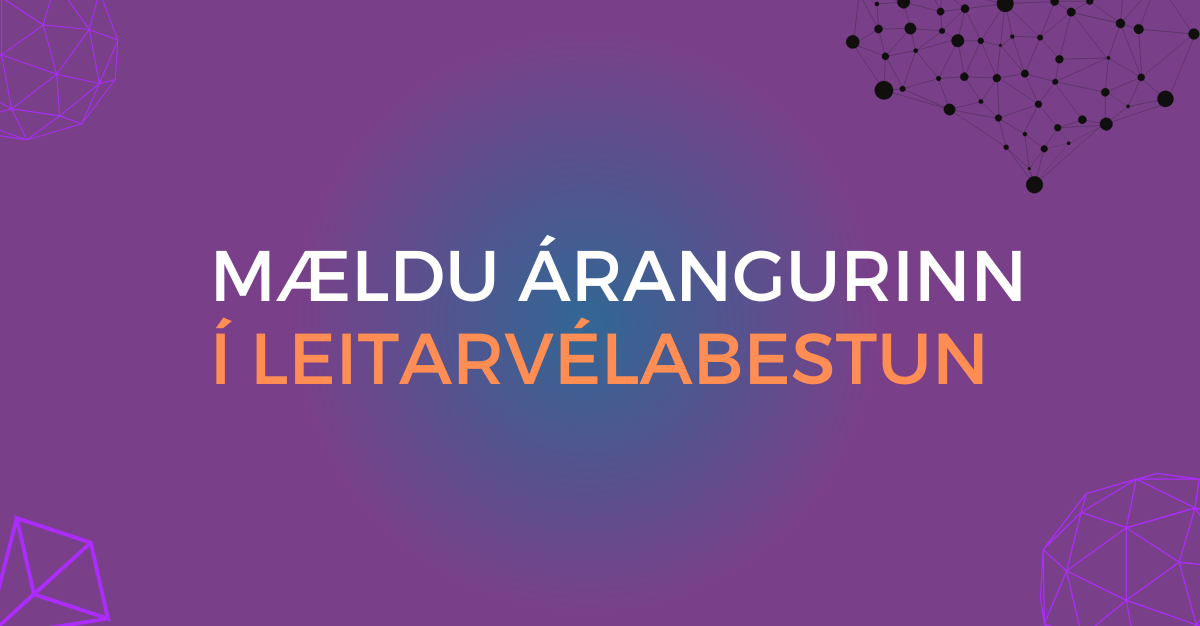 text saying mældu árangurinn í leitarvélabestun with purpule pink background